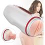 SPFOZ Sex Male Mastubration Suction Cup Male Pocket Pussy Blow-Job Sucking Viginal Thrusting Vibration Sucking Passion Experience 3D Realistic Vigina Massge Sleeve Six Toys for Men Tshirt