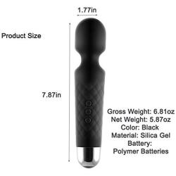 Massager mini Massager Handheld Electric Bullet Body Neck Face Foot Massage therapy tool Portable Waterproof 20 frequency 8X Multi-Speed (Black)