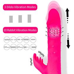 ZEMALIA G Spot Rabbit Vibrator Dildo for Women 30 Modes Waterproof Dual Motor Rotating & Telescopic Vibrator Clitoral Vaginal Stimulation Anal Play Sex Toys Rechargeable