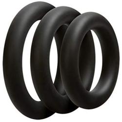 Doc Johnson OptiMALE - Thick 3 C-Ring Set - Stretchy Silicone - Black