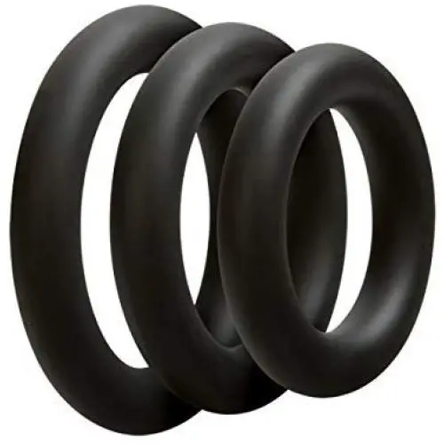 Doc Johnson OptiMALE - Thick 3 C-Ring Set - Stretchy Silicone - Black Doc Johnson OptiMALE - Thick 3 C-Ring Set - Stretchy Silicone - Black