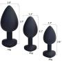 3 Pcs 3 Size Silicone Jeweled Anal Butt Plugs Anal Trainer Toys … (Black Heart)