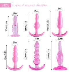 Raycity 6 Pack Anal Butt Plugs-Anal Trainer Toys for Prostate Massager Sex Games for Man Female (Pink)