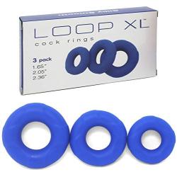 XL Soft Silicone Cock Ring Set 3 Pack by Lynk Pleasure (Blue) Stretchy Premium Erection Enhancer Penis Rings for Mens Sexual Wellness | Stay Harder & Last Longer