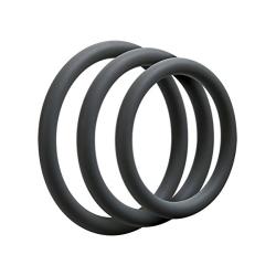 Doc Johnson OptiMALE - Thin 3 C-Ring Set - Stretchy Silicone - Slate