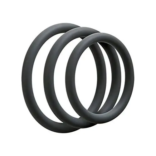 Doc Johnson OptiMALE - Thin 3 C-Ring Set - Stretchy Silicone - Slate Doc Johnson OptiMALE - Thin 3 C-Ring Set - Stretchy Silicone - Slate