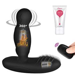 UTIMI Vibrating Butt Plug Rotating Anal Sex Toys 16-Mode Rechargeable Prostate Massager Vibrators with Remote Control & Rotation & Heating Function for Men & Women