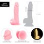 Pure Love 7.5 Inch Silicone Dildo with Suction Cup, Glow in The Dark Pink Dong, Adult Sex Toy, Marble Pattern, Full Silicone Harness Compatible