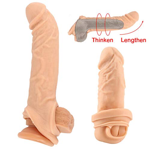Look Like Realistic 8.8 INCH Skin Pênňís Sleeve Extender Delay ZSHBM Éjá-cúlátion Silicone Pênňís Ring C-lītǒrís S-timùlátiòn Ring Unisex Toys Tools Color