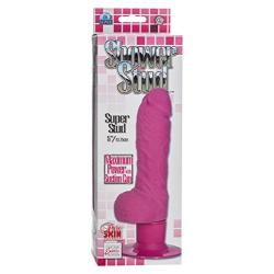 California Exotics Shower Stud Super Stud Pure Skin Vibrating Waterproof Dildo, Pink, 5 Inch