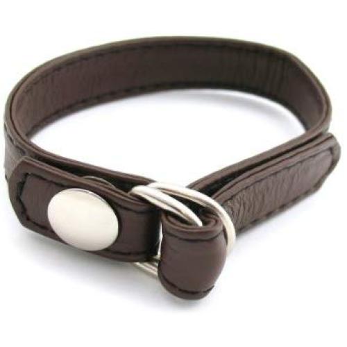 M2m Cock Ring, Leather, D Ring with Snap Release, Brown