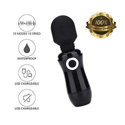 KONERLE Wand Massager for Back and Shoulder,Mini Cordless Massager,USB Recharge, Waterproof,Travel Massage Black