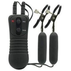 Fetish Fantasy Vibrating Nipple Clamps, Black