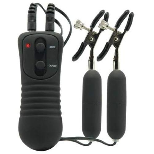 Fetish Fantasy Vibrating Nipple Clamps, Black