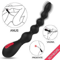 Vibrating Anal Beads Vibrator Butt Plug, Flexible Silicone 9 Speeds Waterproof Prostate Massager Anal Stimulator Sex Toy for Men, Women and Couples