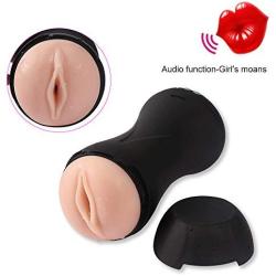 Male Sex Toys, iMiMi  Masturbator Vibrating Cup  with Sexy Moans, Pussy Cup Masturbation Adult Stroker Toys, Fully Automatic with 3D Realistic Vagina and USB Rechargeable for Men (Black)