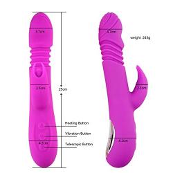 InvincibleFun Comfort Silicone Heating Vibrator, 10-Frequency Friction Telescopic Rotation, USB Charging, Multi-Functional Fashion Female Toys Easy to Clean Swell