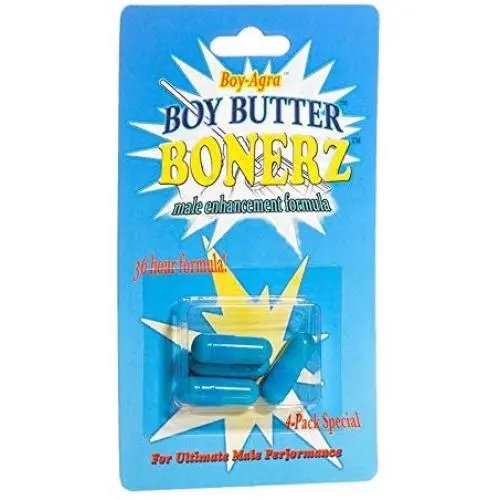 Boy Butter Bonerz - All Natural Male Performance - Boosts Libido, Energy, Stamina - 4 Capsules