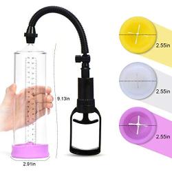 Male Enlarge Massager Pump,YUECHAO Penis Pump Penis Enlargement Vacuum Pump for Extended Erection Larger Girth Prolonged Fun Waterproof Sex Toy Penis Enlarger with 3 Penis Ring