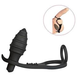 Sexbaby Anal Plug 10 Speed Vibrator Prostate Massager for Male Vibrating Anal Play with 2 Erection Enhancing Cock Ring Adult Sex Toy for Male Masturbation