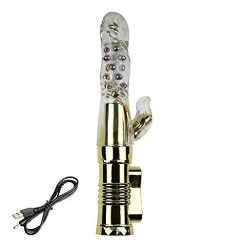 RITER 15 Frequency Rabbit Vibranting G Spotter Vibrantor USB Rechargeable Telescopic Beads Massager Stimulator Adullt Six Toys for Women Gold RITER 15 Frequency Rabbit Vibranting G Spotter Vibrantor USB Rechargeable Telescopic Beads Massager Stimulator Adullt Six Toys for Women Gold