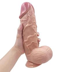 JRZDFXS Easy to Carry (9.86" Long,3.1" Wide) Female Extra Huge Big Lifelike Personal Massage Wand Toys Body Massager Soft Realistic