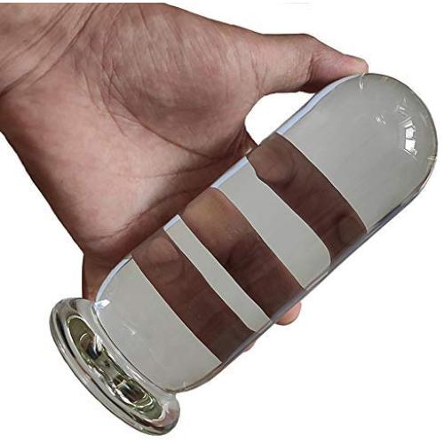 NewMaxer Large Round Glass Butt Plug Huge Crystal Anal Plug Anal Masturbation Butt Expander Sex Pleasure Wand (Long)
