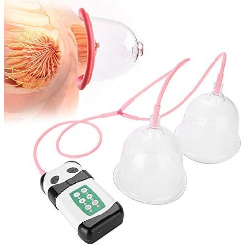 Breast Enlargement Enhancer, Strength Adjustable Powerful Female Vacuum Breast Machine Double Suction Cup Firmer Massager USB Charging(Medium Cup (AB Cup))