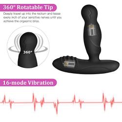 UTIMI Vibrating Butt Plug Rotating Anal Sex Toys 16-Mode Rechargeable Prostate Massager Vibrators with Remote Control & Rotation & Heating Function for Men & Women