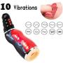 Male Masturbator Cup, Electric 5 Clamping+ 10 Vibrating with Various Girls Moans Stroker Masturbation Cup Rechargeable 3D Realistic Vagina Massage Vibrator Sex Toys for Men Blowjob (Red)