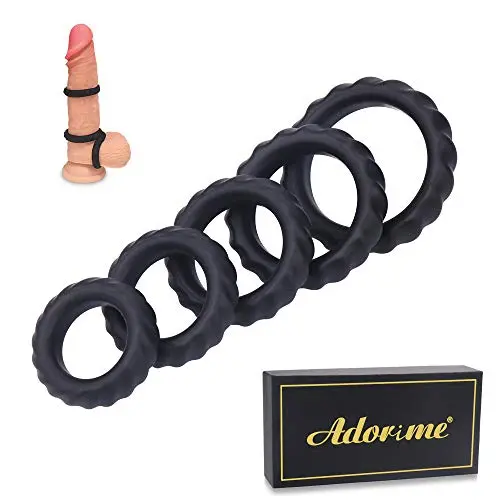 Male Penis Ring Set of 5, Adorime Stretchy Soft Silicone Cock Rings Set for Men to Enhance Erection Prolong Sex Time, Cockring for Sex Male Penis Ring Set of 5, Adorime Stretchy Soft Silicone Cock Rings Set for Men to Enhance Erection Prolong Sex Time, Cockring for Sex