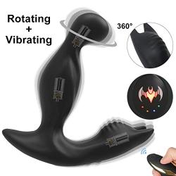 Vibrating Prostate Massager Flashlight Rotating Bat Butt Plug Remote Control Vibrator with 9 Speed and 5 Rotating Modes Waterproof Rechargeable Anal Sex Toy for Beginner and Advanced Users
