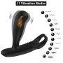 Prostate Massager Anal G Spot Vibrator with Dual Motors 11 Vibration Modes, PALOQUETH Adult Male Anal Sex Toys with Penis Ring Heating Function for P-Spot Testicles Perineum Stimulation, Rechargeable