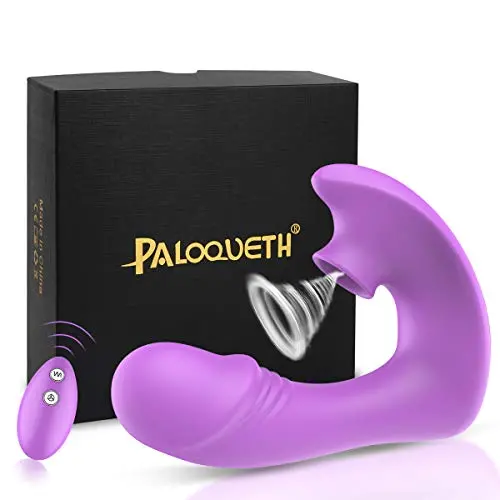 Clitoral Sucking Vibrator G Spot Dildo Vibrator with 7 Powerful Suction Modes 10 Vibration, PALOQUETH Clit Sucker Oral Sucking Adult Sex Toy for Women, Couples, Rechargeable Waterproof 2 in 1 Suction Clitoral Sucking Vibrator G Spot Dildo Vibrator with 7 Powerful Suction Modes 10 Vibration, PALOQUETH Clit Sucker Oral Sucking Adult Sex Toy for Women, Couples, Rechargeable Waterproof 2 in 1 Suction