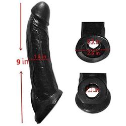 Extender Male Extension Girth Enhancer Lock Sleeve Ring for Men Reusable -Time Delay - Smooth - Masculine Charm BLACK9 INCH