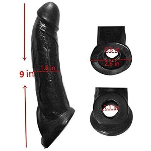 Extender Male Extension Girth Enhancer Lock Sleeve Ring for Men Reusable -Time Delay - Smooth - Masculine Charm BLACK9 INCH