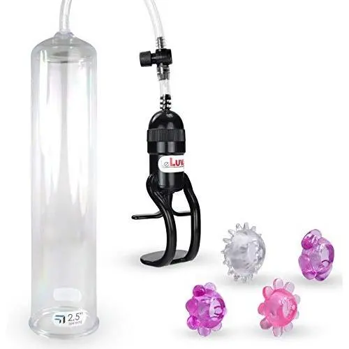 LeLuv Penis Pump EasyOp Z-Grip 12 Inch x 2.5 Inch Natural Male Enhancement Bundle with 4 Pack Soft Stretchy Jelly Cock Rings LeLuv Penis Pump EasyOp Z-Grip 12 Inch x 2.5 Inch Natural Male Enhancement Bundle with 4 Pack Soft Stretchy Jelly Cock Rings