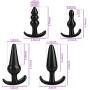 AIEason Sexual Game Butt Toys Anal Plug 4PCS Set Medical Silicone Sensuality Lubricant (Black)
