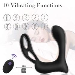 Movitip Butt Plug Remote Control Male Prostate Massager Torso with Penis Ring and Ball Loop，10 Vibration Mode Rechargeable Anal Sex Toy Waterproof G-spot Vibrating Stimulator for Couple