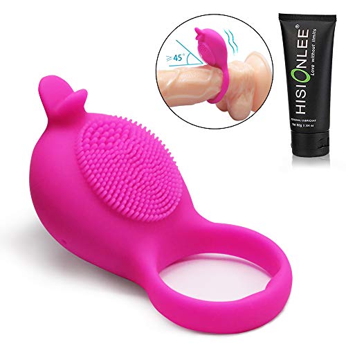 Dolphin Vibrating Penis Ring Rechargeable Silicone Cock Ring Stimulator for Male Longer Lasting Erections Sex Toys (Rose)