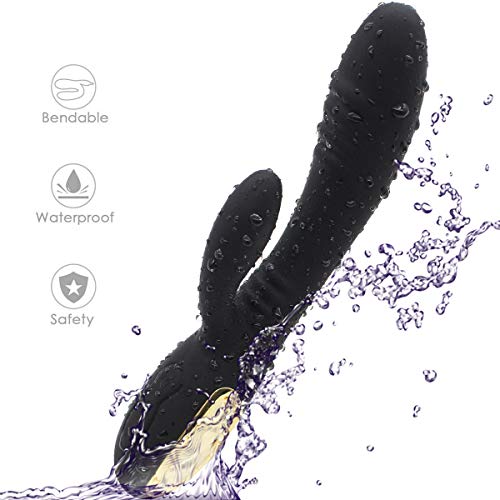 Handheld Silent Vibrator Portable G-Spot Wand Massager Travel Multi Speeds Wireless Waterproof Rabbit Soxy Toy for Women (Black)