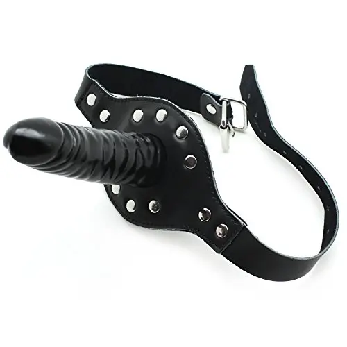 Smspade Single-Ended Dildo Gag, Leather Single Dong Hardness Mouth Plug Black Smspade Single-Ended Dildo Gag, Leather Single Dong Hardness Mouth Plug Black