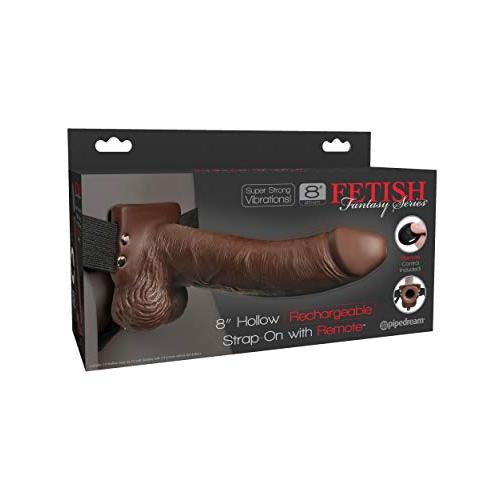 Pipedream Products Fetish Fantasy Series 8" Hollow Rechargeable Strap-on with Remote, Brown