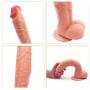 XL-Massagers Simulation 12 inch Simulation Dìcks Silicone Massage with Strong Suction Cup - 100% Waterproof (Color : Beige)