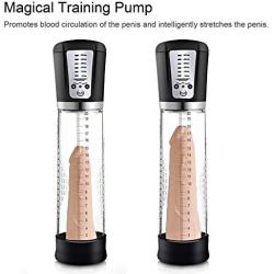 Penis Pump Rechargeable Automatic Penis Vacuum Pump Electronic Male Enhancement Training Device Clear Cylinder with 4 Penis Rings