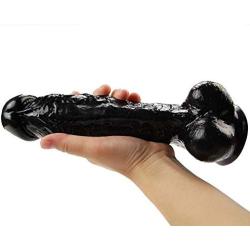Realistic Black Womens 9.65 Inch Suction Cup Silicone Soft-ĎîLdɔ Toys Tiantianxuexi