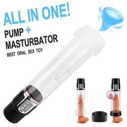 Rechargeable Penis Pump ED Vacuum Pump with 4 Suction Power for Mens Sexual Enhancement, PALOQUETH 2 in 1 Erection Pump with Male Masturbation Sleeve for Oral Sex, 12.3 inch