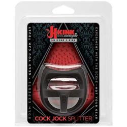 KINK By Doc Johnson Cock Jock Splitter Silicone C-Ring - Lifts and Separates Balls From Shaft - Black