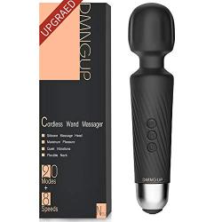 Wand Massager with 20x Magic Multi-Speed Vibrations, Cordless, Waterproof, Personal Handheld Electric Massager for Neck Shoulder Back Body Massage, Sports Recovery Muscle （Black Mini）