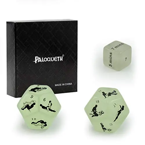 Sex Dice Set for Couples for Erotic Games and Foreplay, PALOQUETH Luminous Romantic Dice with 24 Varied Sexual Positions (1 Pkg/3 Dice) Sex Dice Set for Couples for Erotic Games and Foreplay, PALOQUETH Luminous Romantic Dice with 24 Varied Sexual Positions (1 Pkg/3 Dice)